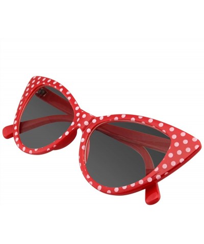 Polka Dot Cat Eye Womens Fashion Mod Super Cat Sunglasses Red $9.27 Cat Eye