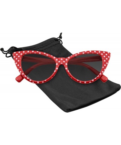 Polka Dot Cat Eye Womens Fashion Mod Super Cat Sunglasses Red $9.27 Cat Eye