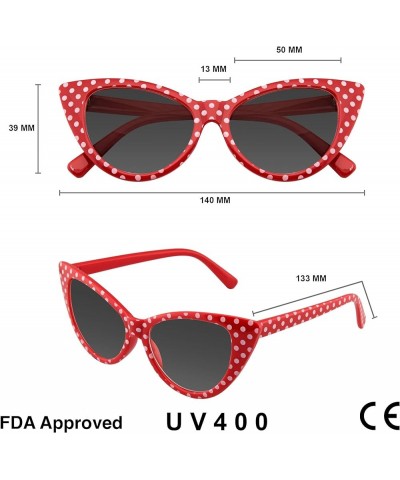 Polka Dot Cat Eye Womens Fashion Mod Super Cat Sunglasses Red $9.27 Cat Eye