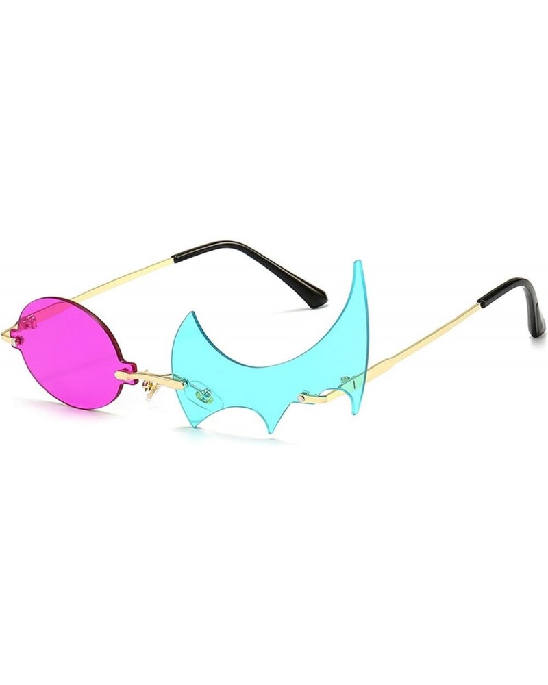 2021 Rimless Punk Flame Shape Sunglasses Women Vintage Red Eyewear Men Irregular Sun Glasses UV400 Purple&green $10.16 Frame