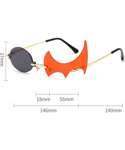 2021 Rimless Punk Flame Shape Sunglasses Women Vintage Red Eyewear Men Irregular Sun Glasses UV400 Purple&green $10.16 Frame