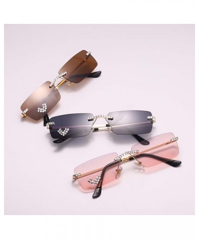 Small Box Frameless Woman Sunglasses Party Street Shot Internet Celebrity Live Streaming Anchor Decorative Glasses (Color : F...