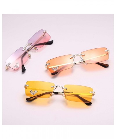 Small Box Frameless Woman Sunglasses Party Street Shot Internet Celebrity Live Streaming Anchor Decorative Glasses (Color : F...