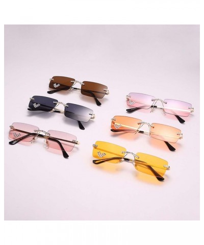 Small Box Frameless Woman Sunglasses Party Street Shot Internet Celebrity Live Streaming Anchor Decorative Glasses (Color : F...