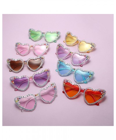 Candy Color Heart Sunglasses Pearl Heart Shaped Sunglasses for Women Sparkling Pink Rhinestone Sunglasses UV400 Red $10.37 De...