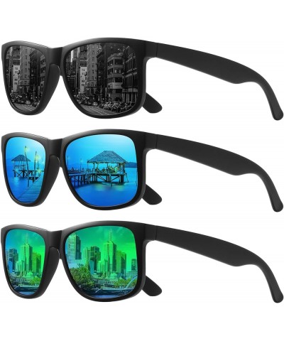 Polarized Sunglasses for Men Women UV Protection Classic Driving Sun Glasses 3pack-black+blue+green $13.48 Square