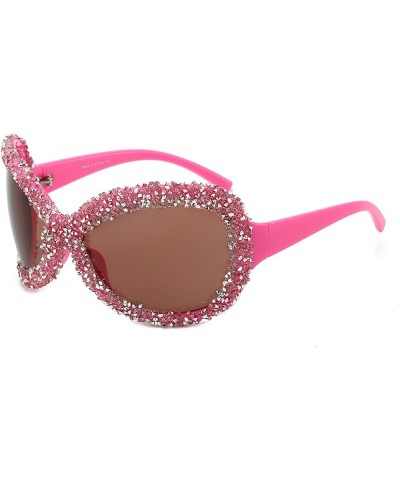 Oversized Fashion Diamond Sunglasses for Women Men Wrap Around Classic Oval Black Rhinestone Sun Glasses Ladies Shades Pink $...