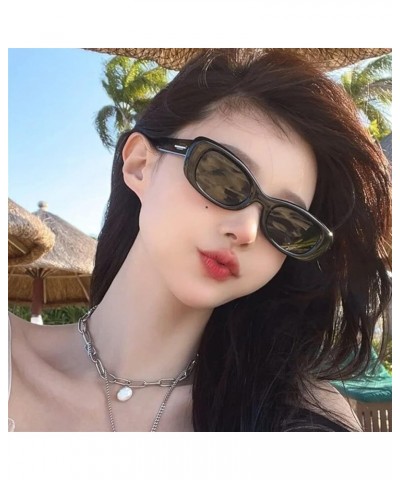 Oval Frame Small Frame cat Eye Sunglasses for Men and Women for Outdoor Vacation (Color : E, Size : 1) 1A $17.70 Designer