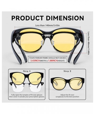 Fit Over Night Driving Vision Glasses for Women Yellow Polarized Anti Glare Lens for Nighttime A1 Black Frame Yellow Lens $17...