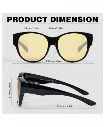 Fit Over Night Driving Vision Glasses for Women Yellow Polarized Anti Glare Lens for Nighttime A1 Black Frame Yellow Lens $17...