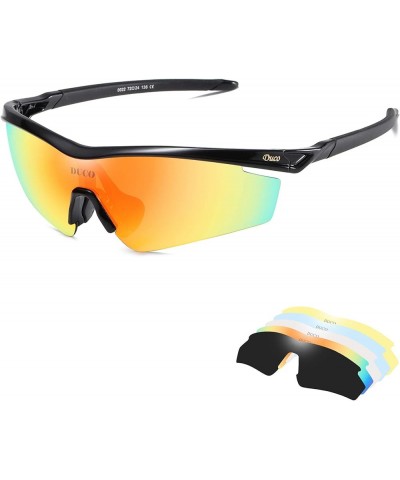 Polarized Sports Cycling Sunglasses for Men with 5 Interchangeable Lenses for Running Golf Fishing Hiking Baseball 0022 Black...