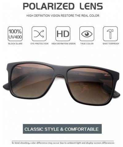 Square Polarized Sunglasses for Men Driving Fishing UV400 Protection Vintage Acetate Sunglasses Brown $18.06 Rectangular