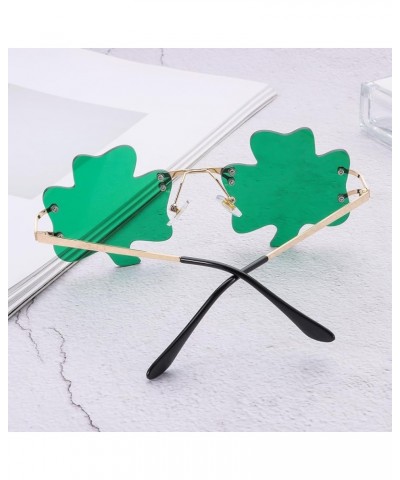 Bat Sunglasses Rimless Goth Glasses for Women Men Halloween Party Glasses Trendy Eyewear UV 400 Protection 1 Pack Shamrock-gr...