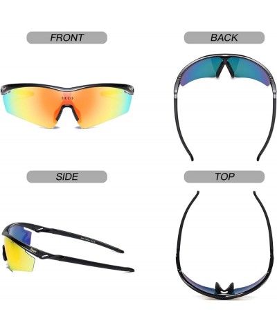 Polarized Sports Cycling Sunglasses for Men with 5 Interchangeable Lenses for Running Golf Fishing Hiking Baseball 0022 Black...