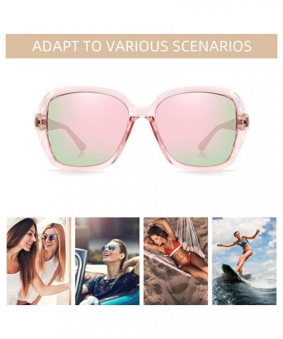 Oversized Polarized Square Sunglasses for Women Men Fashion Sparkling Frame Shades HJ025 Black + Pink $9.21 Square