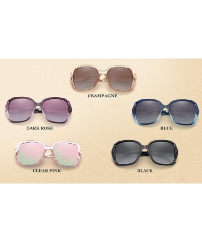 Oversized Polarized Square Sunglasses for Women Men Fashion Sparkling Frame Shades HJ025 Black + Pink $9.21 Square