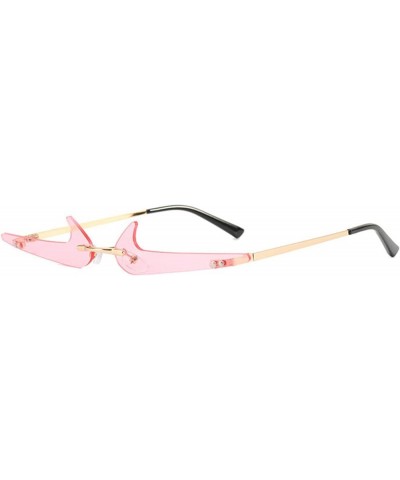 Fashion Unique Rimless Sunglasses Women Retro Clear Ocean Lens Shades UV400 Men Trending Blue Pink Sun Glasses Pink $10.67 Ri...