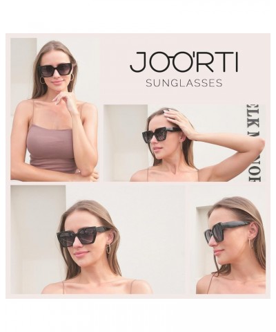 Trendy Polarized Oversized Sunglasses Womens, Retro Big Square Cat Eye Designer Sunnies Black Frame Gradient Grey Lens $12.00...