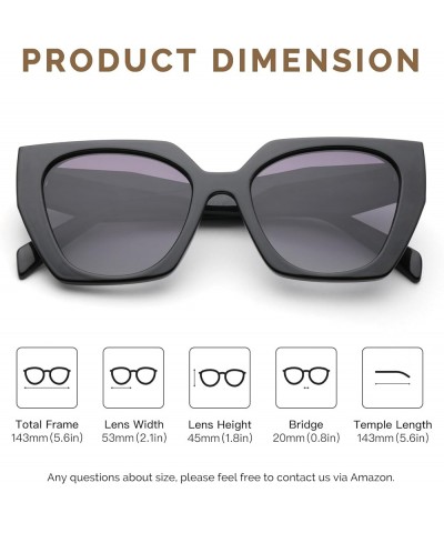 Trendy Polarized Oversized Sunglasses Womens, Retro Big Square Cat Eye Designer Sunnies Black Frame Gradient Grey Lens $12.00...