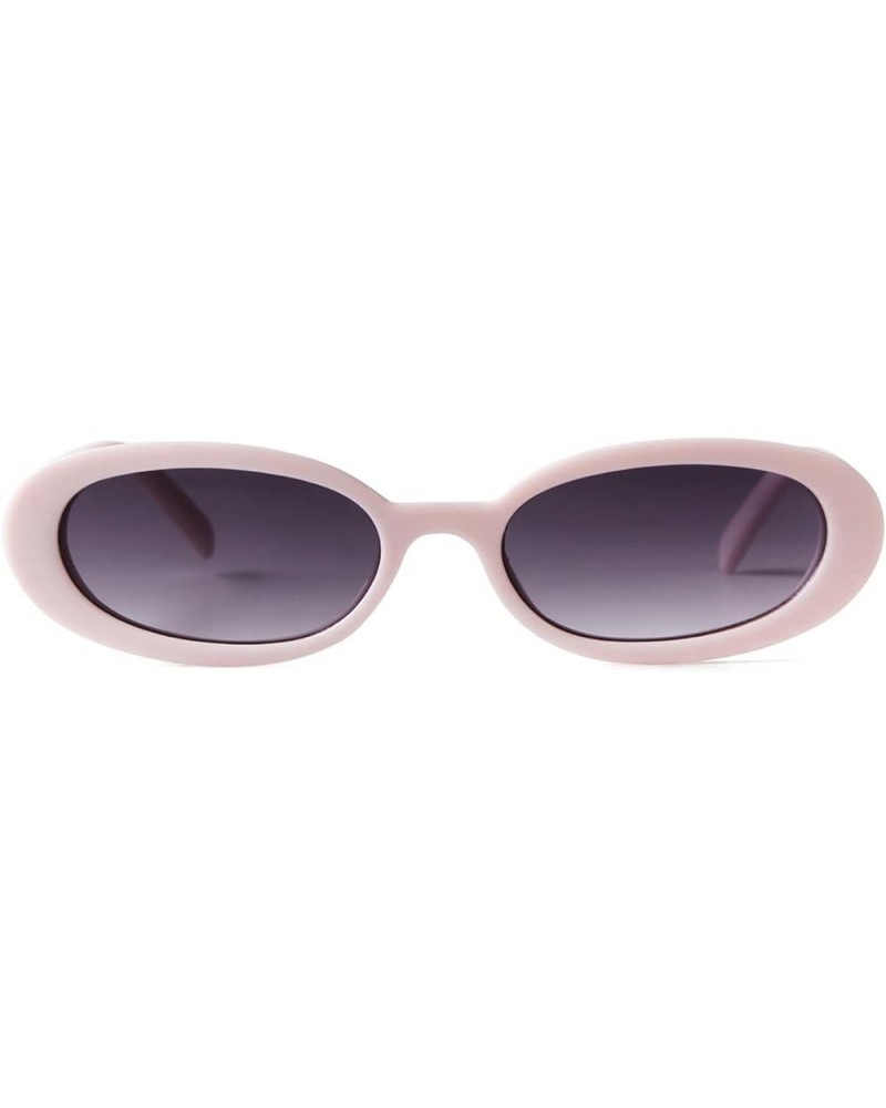 Retro Oval Sunglasses 90s Vintage Narrow Small Tiny Oval Sun Glasses Black Tortoiseshell Frame Light Pink $10.61 Oval