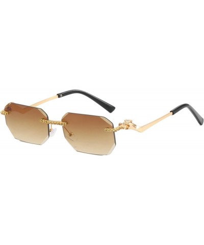 Luxury Diamonds Square Sunglasses Women Men Trends Punk Rimless Rectangle Sun Glasses Female Outdoor Shade Eyewear Brown $9.5...