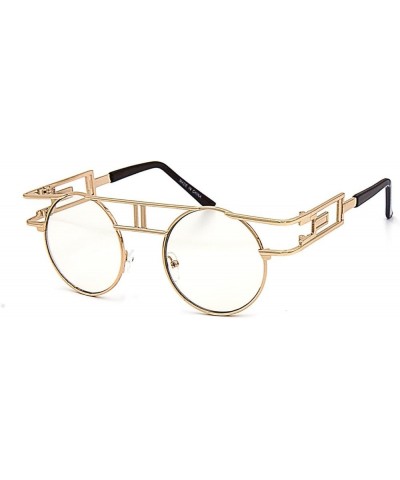 Round Frame Steam Punk Glasses Gold Transparent $10.81 Round