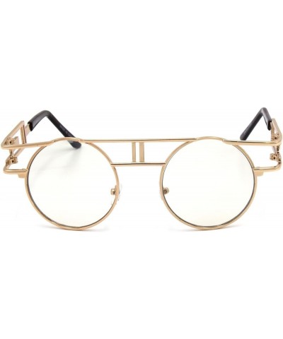 Round Frame Steam Punk Glasses Gold Transparent $10.81 Round