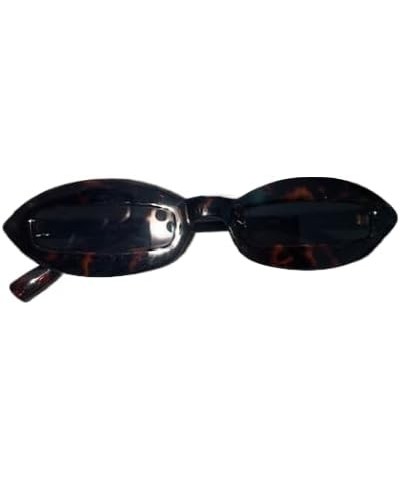 80s Fashion Vintage Narrow Slim Sunglasses Brown and Black $10.39 Rectangular