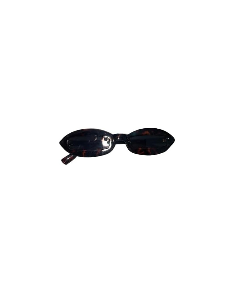 80s Fashion Vintage Narrow Slim Sunglasses Brown and Black $10.39 Rectangular