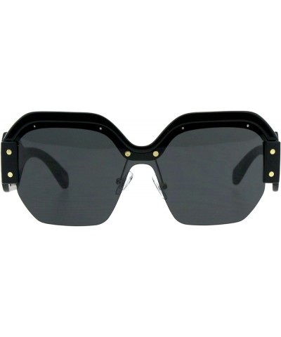 Womens Futuristic Fashion Sunglasses Oversized Square Half Rim UV 400 Black (Black) $10.17 Square