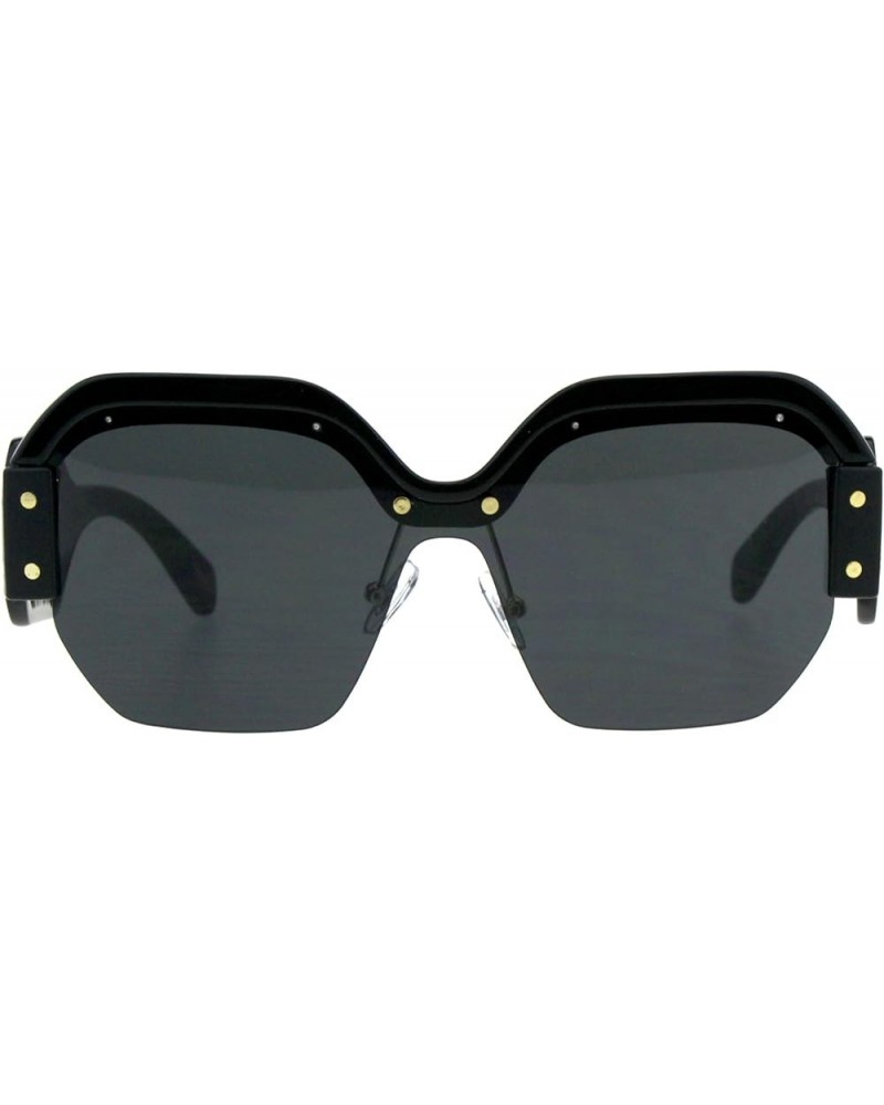 Womens Futuristic Fashion Sunglasses Oversized Square Half Rim UV 400 Black (Black) $10.17 Square