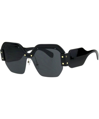 Womens Futuristic Fashion Sunglasses Oversized Square Half Rim UV 400 Black (Black) $10.17 Square