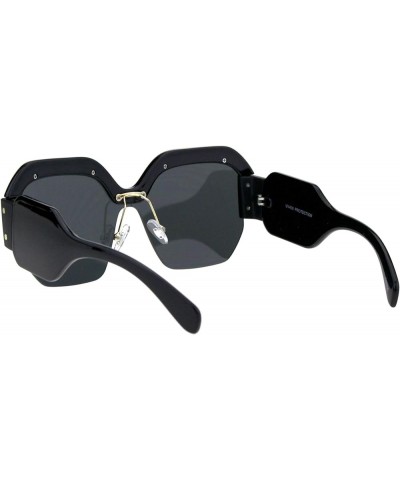 Womens Futuristic Fashion Sunglasses Oversized Square Half Rim UV 400 Black (Black) $10.17 Square