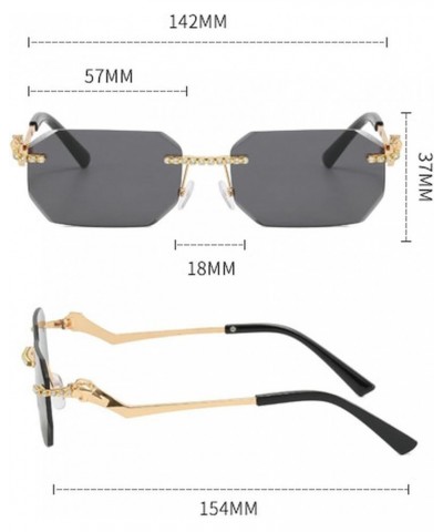 Luxury Diamonds Square Sunglasses Women Men Trends Punk Rimless Rectangle Sun Glasses Female Outdoor Shade Eyewear Brown $9.5...