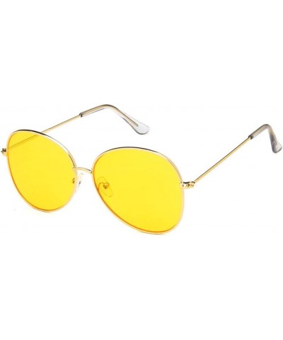 Unisex Sunglasses Retro Gold Grey Drive Holiday Oval Non-Polarized UV400 Gold Yellow $6.47 Oval