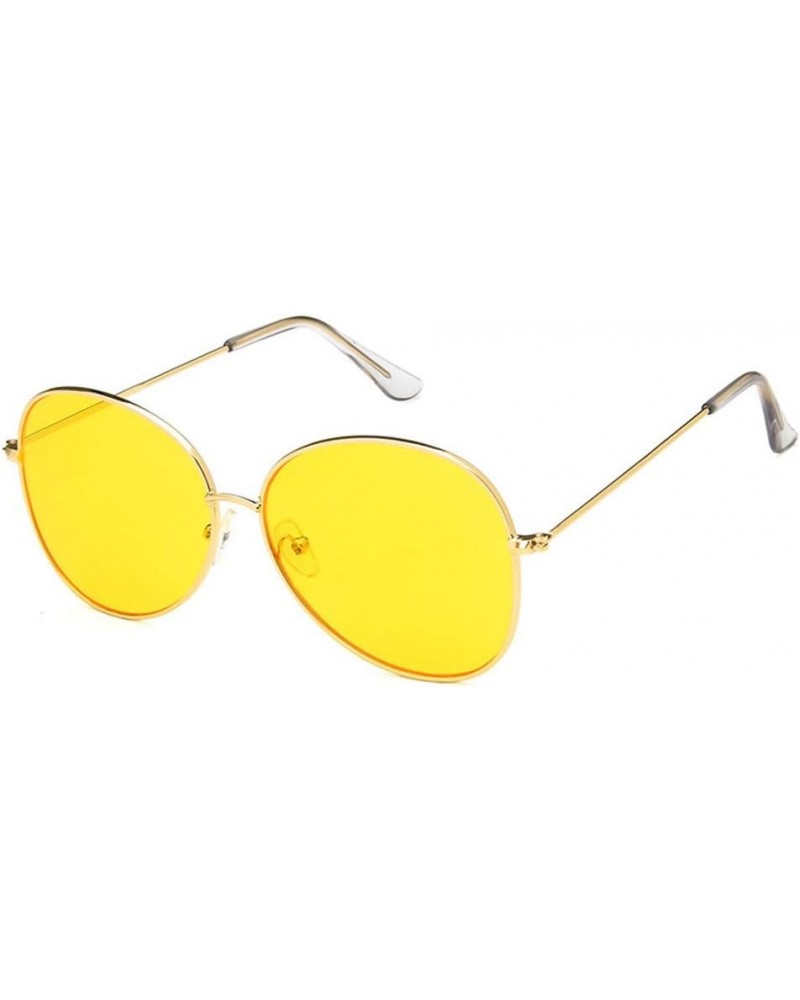 Unisex Sunglasses Retro Gold Grey Drive Holiday Oval Non-Polarized UV400 Gold Yellow $6.47 Oval