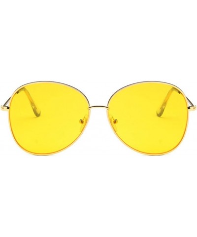 Unisex Sunglasses Retro Gold Grey Drive Holiday Oval Non-Polarized UV400 Gold Yellow $6.47 Oval