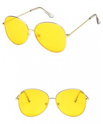 Unisex Sunglasses Retro Gold Grey Drive Holiday Oval Non-Polarized UV400 Gold Yellow $6.47 Oval