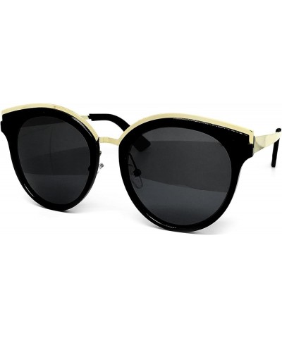 6578 Premium Retro Cats eye Funky Fashion Tint Candy Flat Metal Aviator Sunglasses Cats Eye BLACK $11.72 Aviator