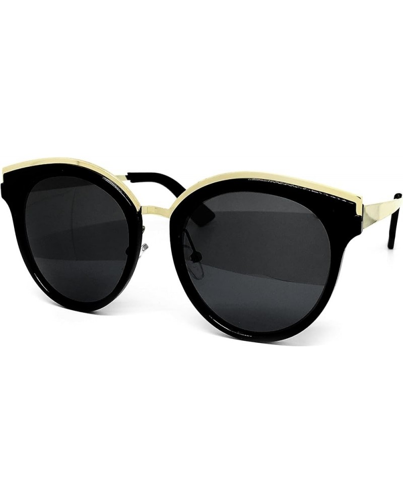 6578 Premium Retro Cats eye Funky Fashion Tint Candy Flat Metal Aviator Sunglasses Cats Eye BLACK $11.72 Aviator