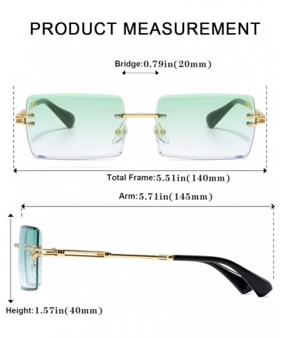 Fashion Rimless Rectangle Sunglasses for Women Men Square Glasses Ultralight UV400 Eyewear Unisex 9031 Gradient Green $8.25 R...