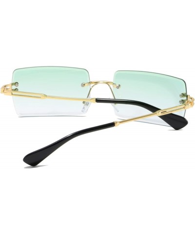 Fashion Rimless Rectangle Sunglasses for Women Men Square Glasses Ultralight UV400 Eyewear Unisex 9031 Gradient Green $8.25 R...