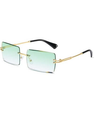 Fashion Rimless Rectangle Sunglasses for Women Men Square Glasses Ultralight UV400 Eyewear Unisex 9031 Gradient Green $8.25 R...