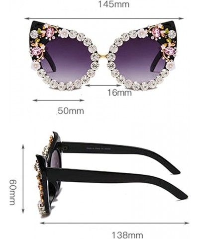 Cat Eye Diamond Sunglasses Women cute Colorful Rhinestones Sunglasses Retro Party Eyewear Shades Leopard $14.06 Round