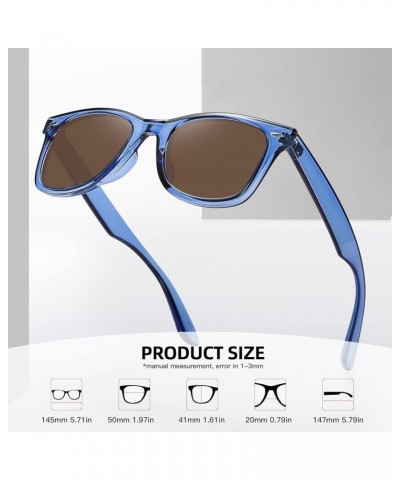 Polarized Sunglasses for Women Men Classic Retro Square Frame Driving Trendy Sun Glasses UV Protection Light Blue Frame Brown...