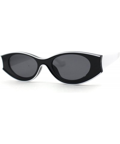 Womens Mod Concave Plastic Frame Oval Cat Eye Sunglasses Black White Black $10.23 Cat Eye