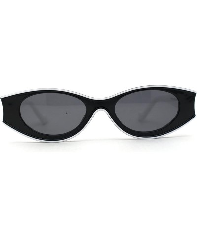 Womens Mod Concave Plastic Frame Oval Cat Eye Sunglasses Black White Black $10.23 Cat Eye