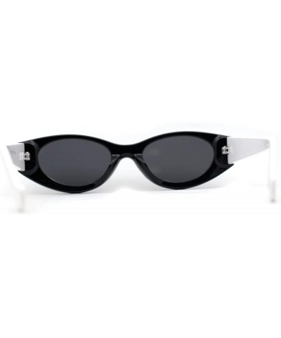 Womens Mod Concave Plastic Frame Oval Cat Eye Sunglasses Black White Black $10.23 Cat Eye