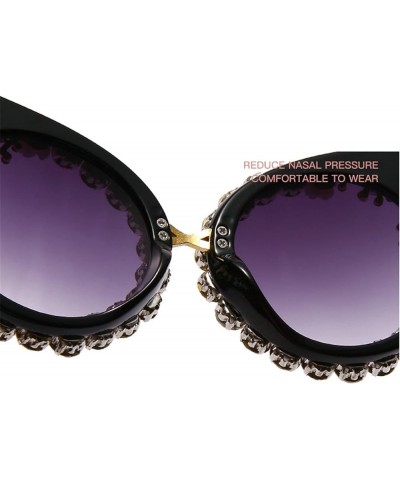 Cat Eye Diamond Sunglasses Women cute Colorful Rhinestones Sunglasses Retro Party Eyewear Shades Leopard $14.06 Round