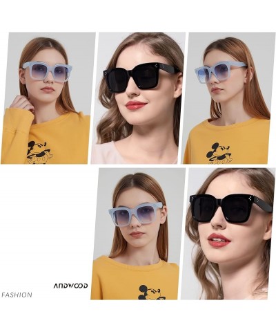 Oversized Sunglasses for Women Big Large Square Wide Frame Shades Retro Trendy Fashion UV Protection (2pack)black+blue SIZE: ...